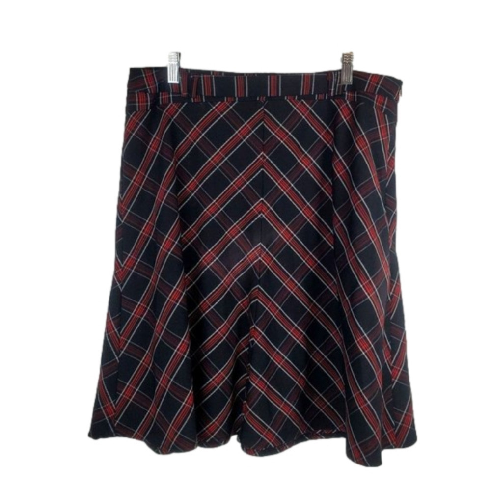 Tracy Evans Vintage 13‎ (34) Plaid red black Skirt Side zip Knee length 90s